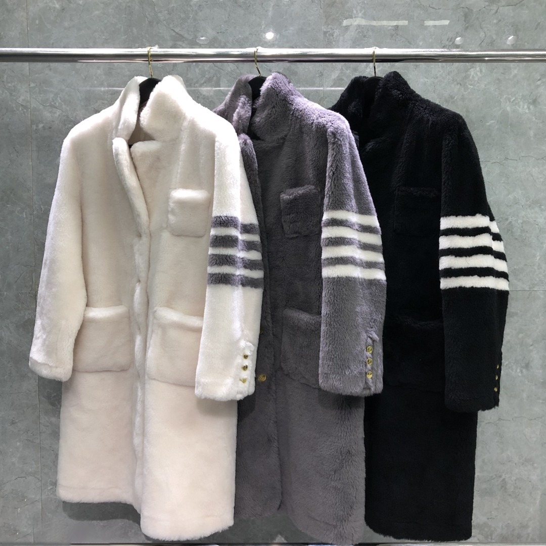 TB factory direct sales winter new classic four-stripe sheepskin fur collar short coat unisex outerwear