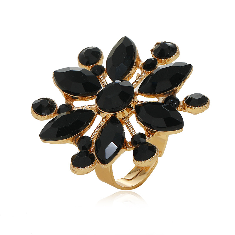 Fashion Exaggerated Diamond Flower Open Alloy Ring Wholesale display picture 2