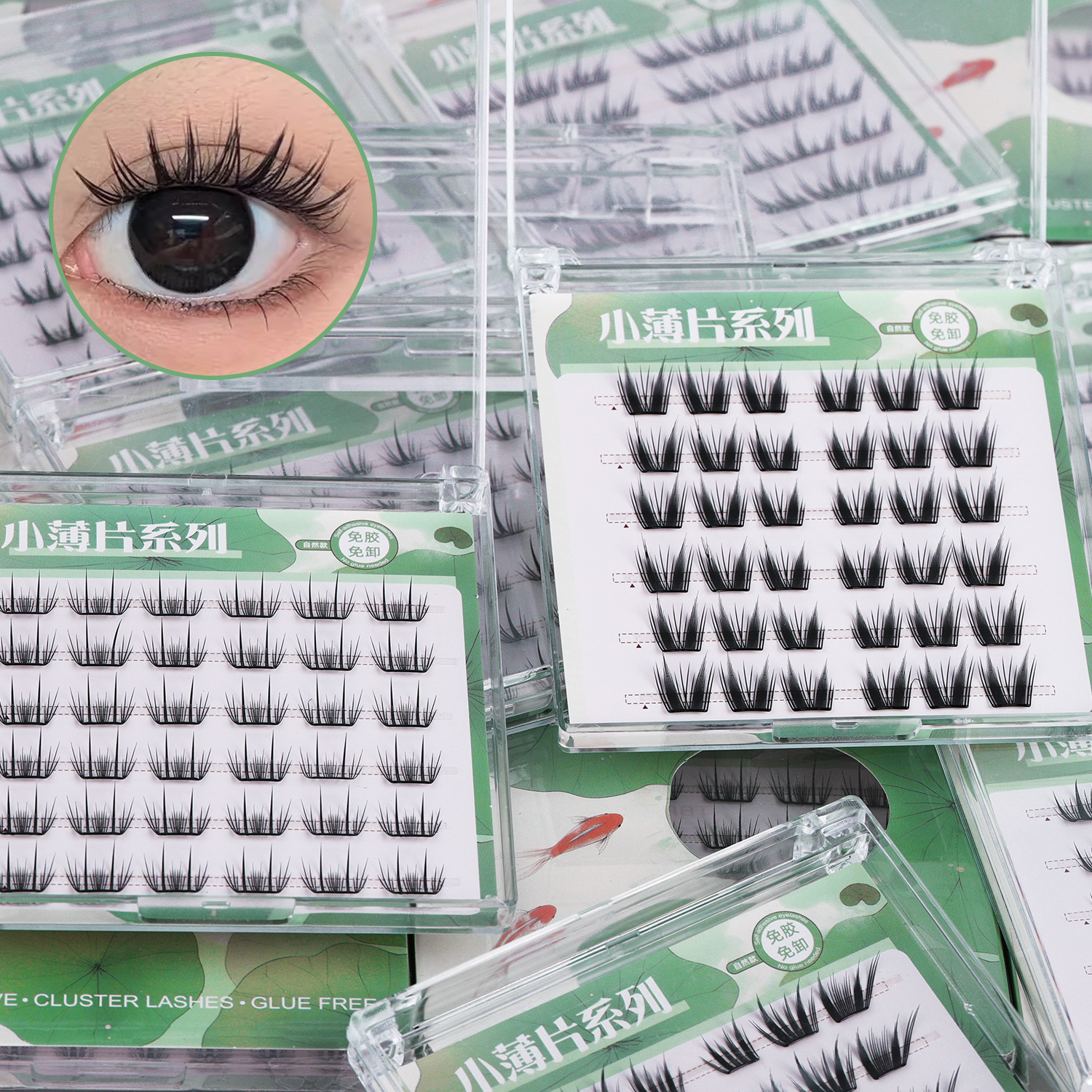 Una serie completa de pestañas falsas sin pegamento OEM personalizada de gran capacidad sin desmontación autoadhesiva de pestañas falsas del sudeste asiático