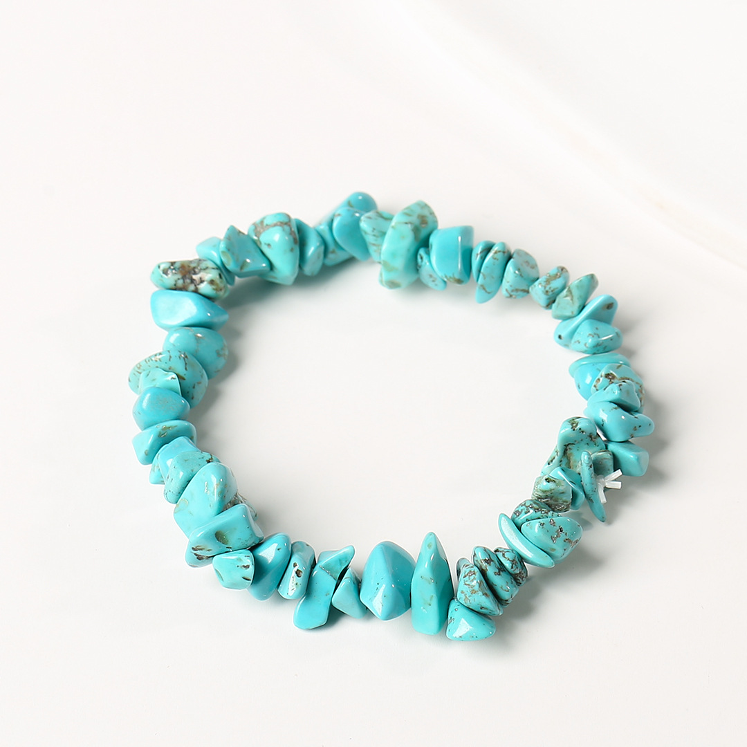 Pulsera de anillo único de piedra de cuartil natural irregular pulsera de cuerda elástica de piedra original estilo fresco simple y versátil