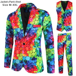 2024 Foreign Trade New Men's Valentine's Day 3D Printed Suit Vest Pants suit Three-piece Men's suit