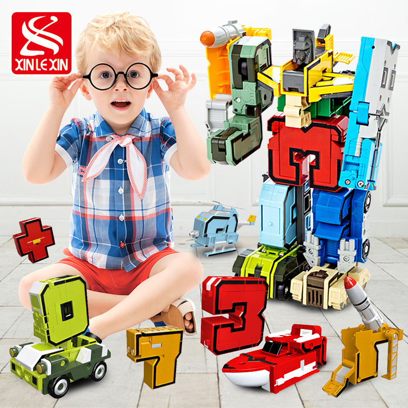 新乐新数字变形2808/2801数字及符号战队益智变形拼装组合玩具