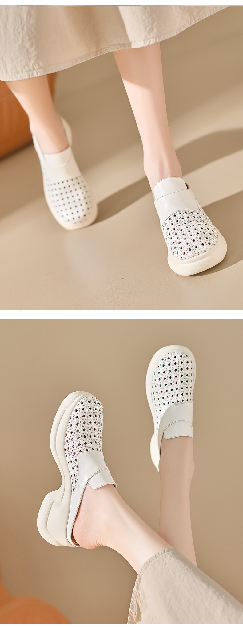 Sandal cao gót nữ mũi hở đế dày 6,5 cm — màu trắng ngà chi tiết 5