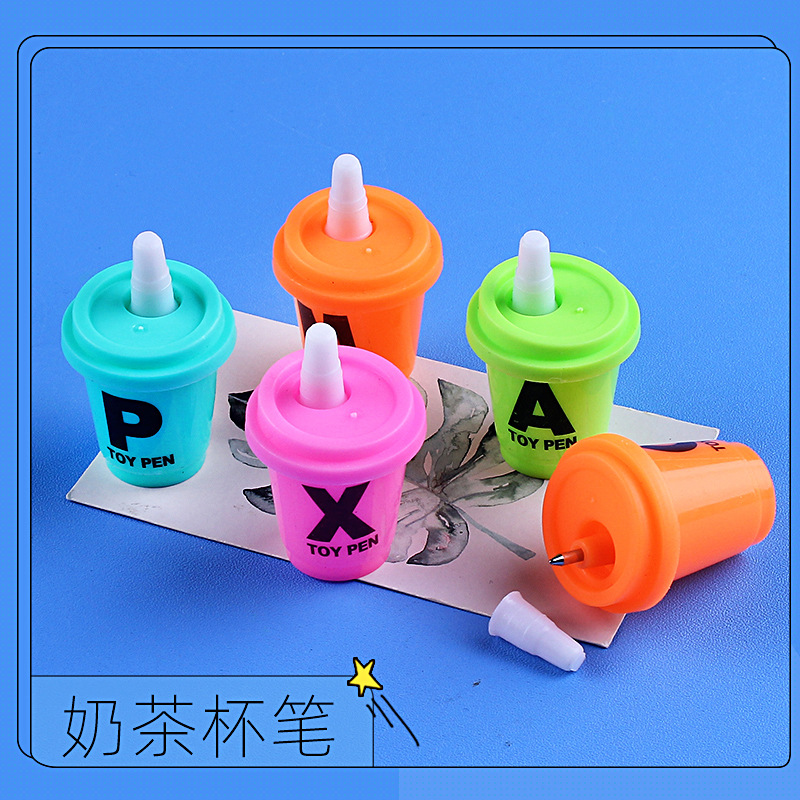 厂家批发奶茶杯笔儿童迷你饮料圆珠笔过家家模型玩具食品礼品货源
