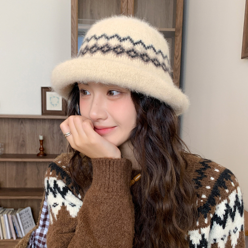秋冬季防寒保暖渔夫帽甜美时尚百搭盆帽卷边护耳防风加厚帽子女款|undefined