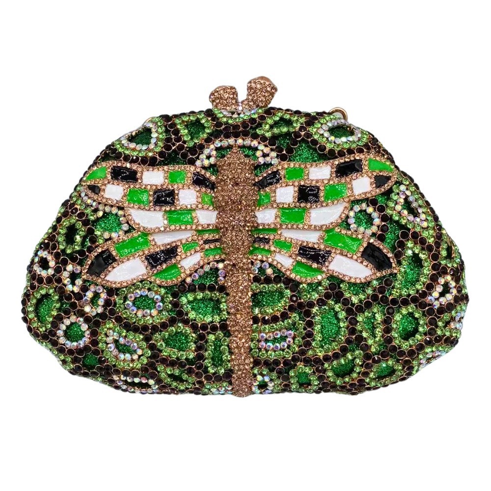 Nuevo Dragonfly mano con diamantes bolsas de cena bolsas de diamantes de mano de mujeres bolsas de oro