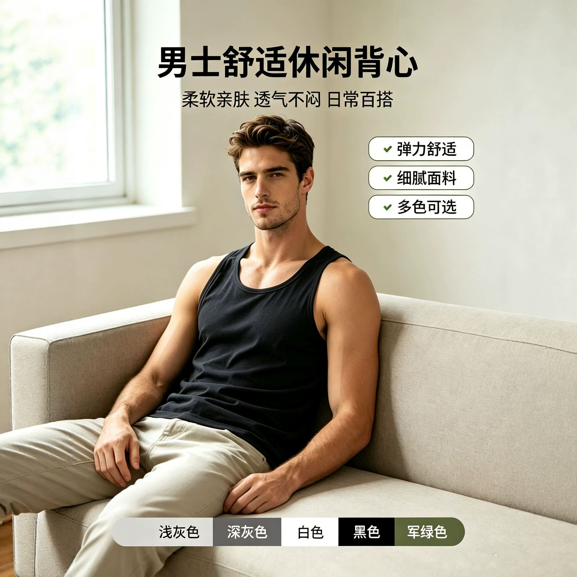 Supply chain basic solid color men's sportswear 2026 summer new breathable and comfortable base layer men's clothing for export