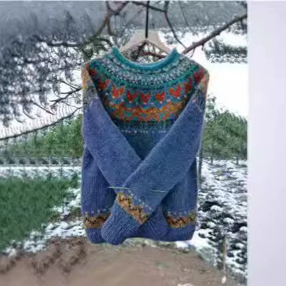 Свитер, вязаный комплект, Wish, европейский стиль, круглый воротник, свободный крой