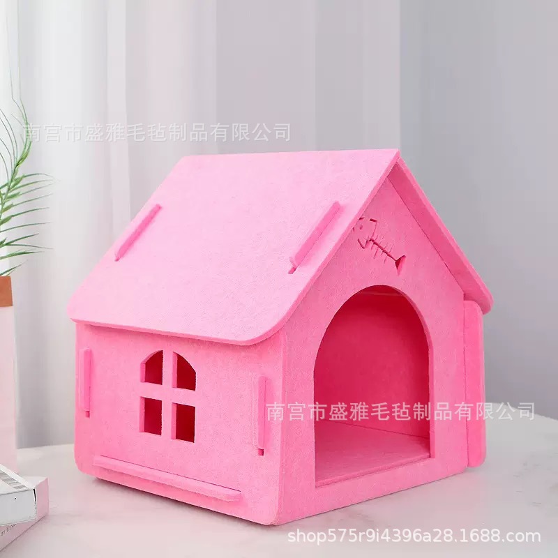 毛毡猫窝四季通用耐磨不掉屑厂家直供猫房子猫咪加厚毛艺保暖手工