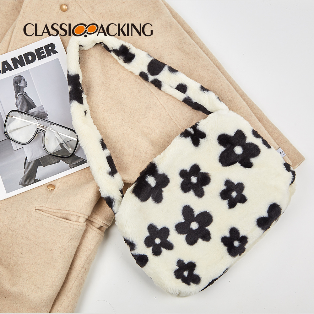 Bolsos de felpa al por mayor de fábrica, bolsos de lana de mano de otoño e invierno, bolsos de gran capacidad, de moda y de todo fósforo, logotipos impresos