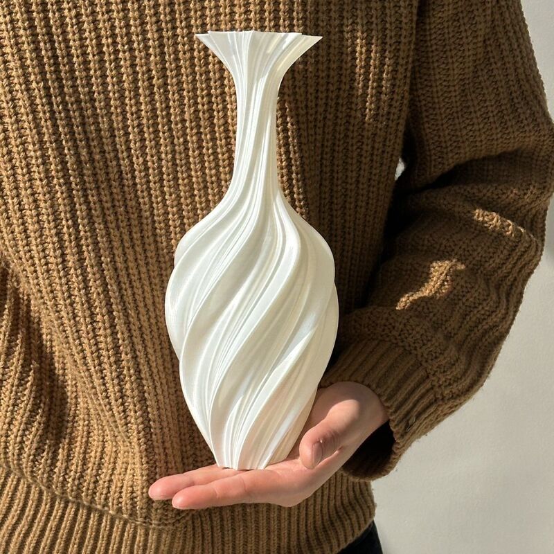 新しい芸術的な抽象花瓶ツイストレトロフラワーアレンジメント装飾装飾品北欧シンプルなインスタイル 3D プリントライト高級|undefined
