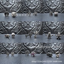 克罗心耳钉纯银针防过敏耳坠耳骨钉潮流复古做旧男女款十字架耳钉