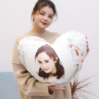 心形抱枕定制来图定做照片爱心靠枕同款生日礼物企业双面靠垫美轩