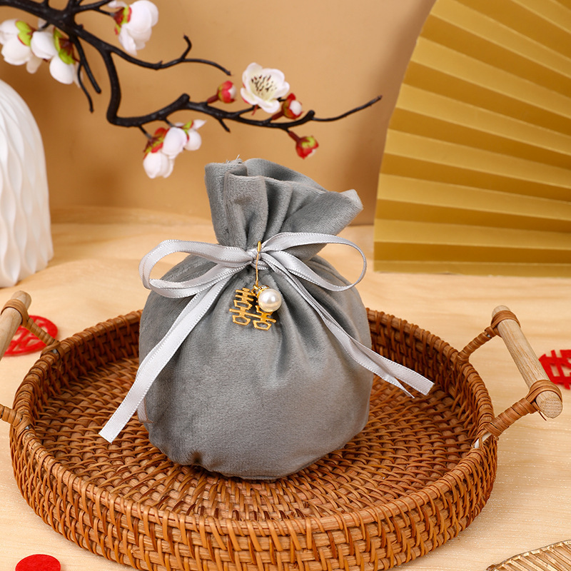 ヨーロッパ式の喜糖袋の創意的な丸い糸の布の結婚式の喜糖の箱のお土産の結婚祝いの祝日のプレゼントの袋の束のポケット|undefined