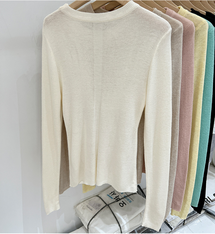 315g Weight Long Sleeve Sleeve Length Pullovers Placket Type Spandex, Polyester Fabric Type Short Top Length Knitwear Tops Type Daily Occasion Round Neck Neckline Slim Fit Type Solid Color Pattern Spring, Autumn Season Women's Gender Casual, Simple Style Style Wholesale Women's Casual Simple Style Solid Color Long Sleeve Sweaters & Cardigans 5