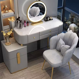Bedroom Dressing Table Modern Simple High-End Accessible Luxury Cream Style Dressing Table Popular Ins Scandinavian Storage Cabinet Integrated