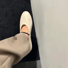 软绵绵~夏季新款圆头一字平底小皮鞋女真皮舒适软底乐福鞋单鞋潮