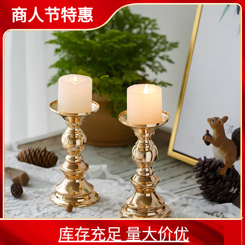 跨境专欧式烛台 现代简约婚礼道具家居装饰铁艺蜡烛灯 婚庆摆件