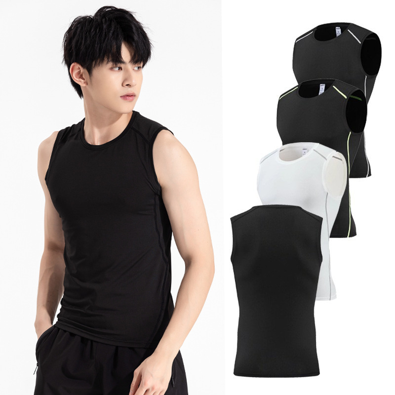 Summer Amazon Quick-Drying Vest Sleeveless Tights Men's Sports Muscle Compression Clothing Running Fitness Clothing Tops