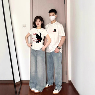 Summer Pure Cotton Short-Sleeved T-Shirts for Couples, Lazy Loose Niche Design Tops for Men and Women, Student Trendy Brand Class Uniforms