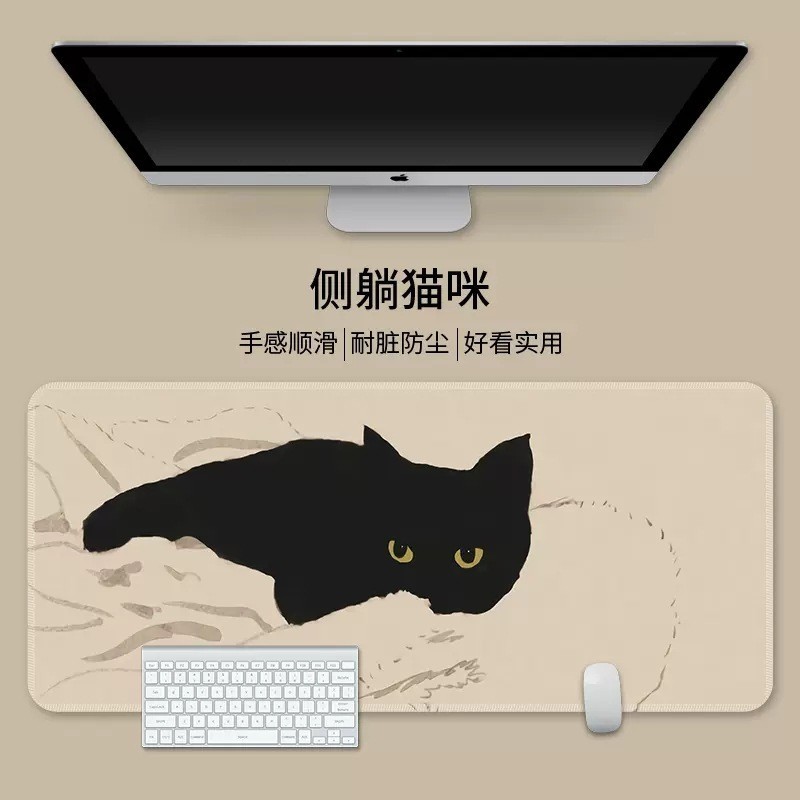 Alfombrilla de ratón grande, resistente a la suciedad, gato de dibujos animados de gran tamaño, tapete de teclado engrosado, juego de oficina, tapete de escritorio de computadora, personalización