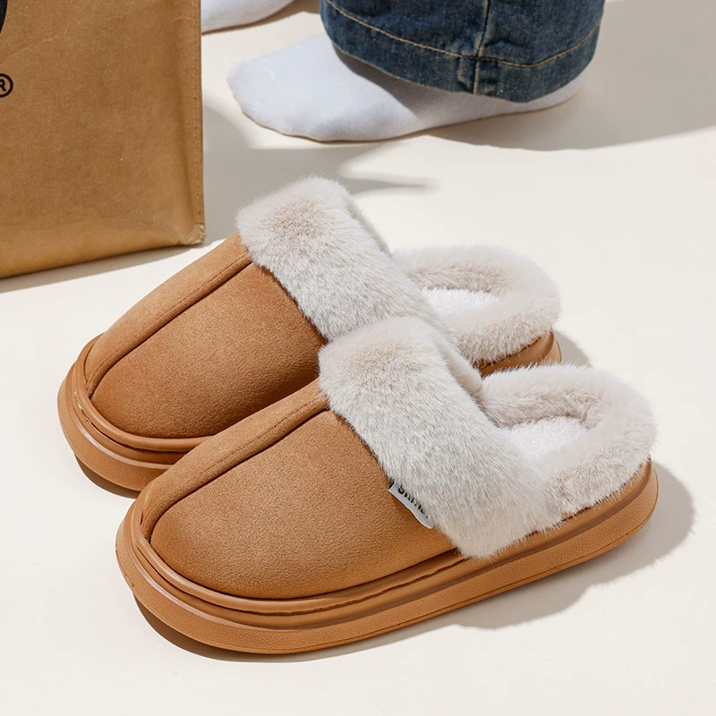 Модные женские тапочки-кроссовки из плюша для дома и офиса, осенне-зимние, на толстой нескользящей подошве, теплые, пушистые, хлопковые