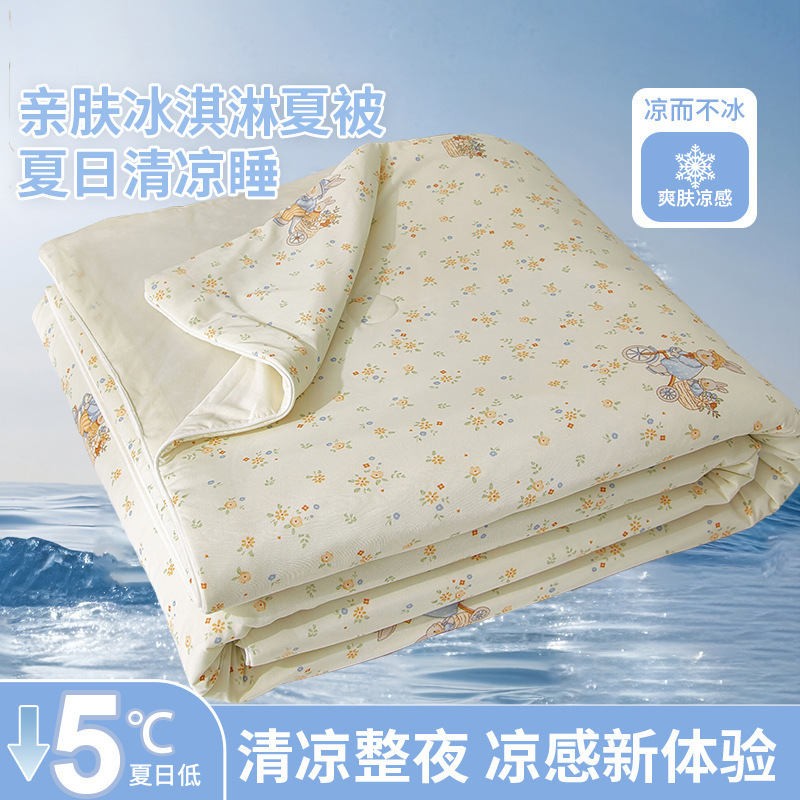 Cooling Black Technology Class a Fresh Summer Quilt, Cross-Border Ice Silk Quilt, Air-Conditioning Quilt, Dormitory Machine Washable Summer Thin Quilt