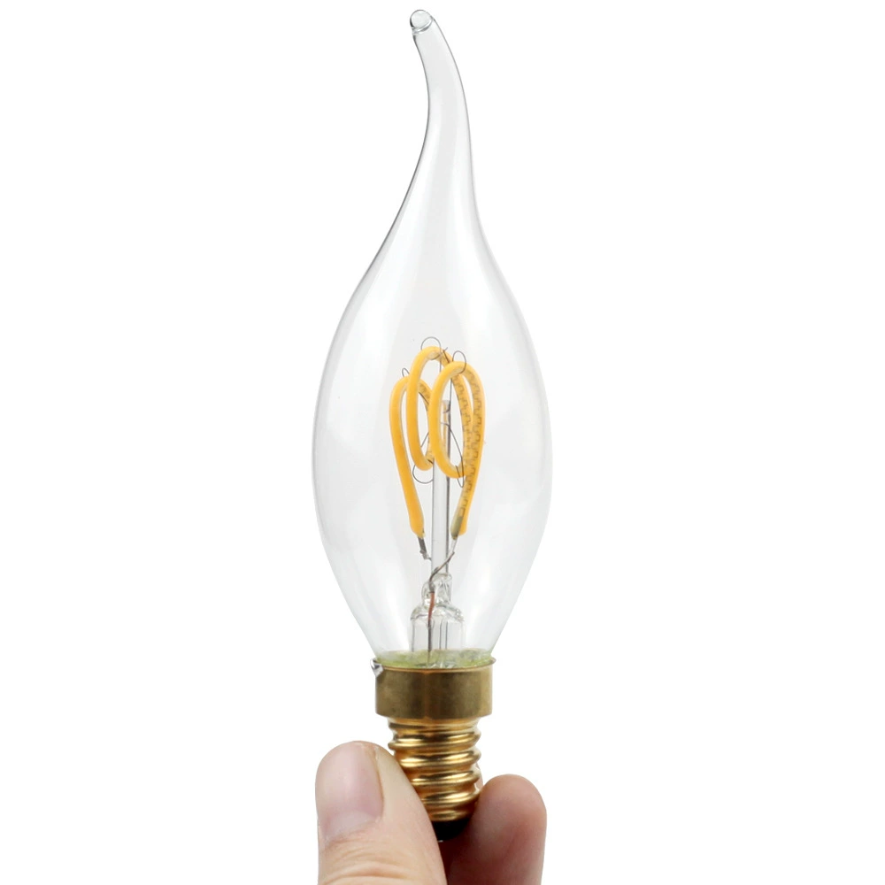 Прозрачная глянцевая LED ретро лампа, подводная свеча, 2W