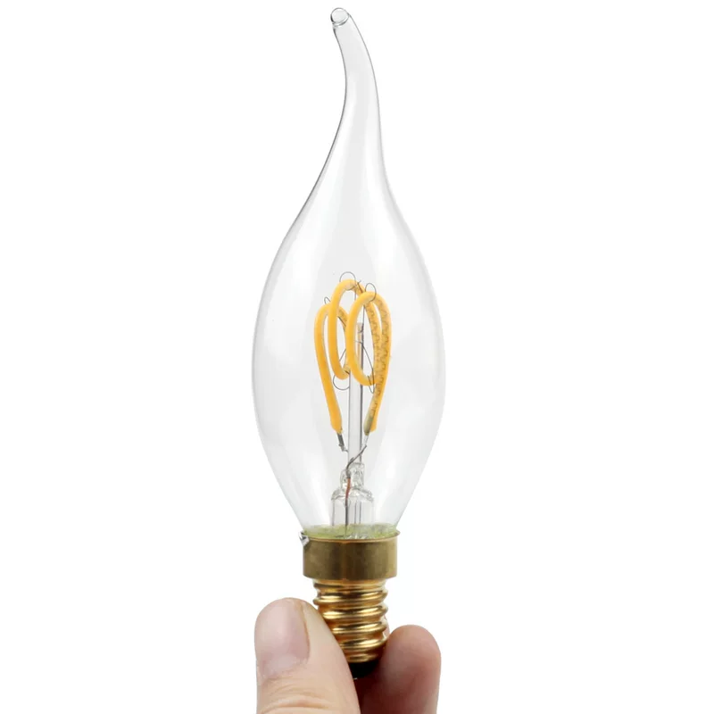Прозрачная глянцевая LED ретро лампа, подводная свеча, 2W