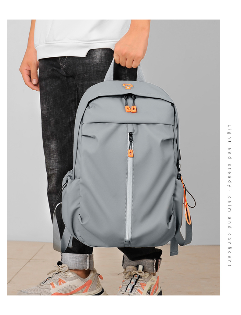 Zipper Closure Type Double Shoulder Straps Strap Type Solid Color Casual Travel School Backpack Laptop Backpack Functional Backpack
