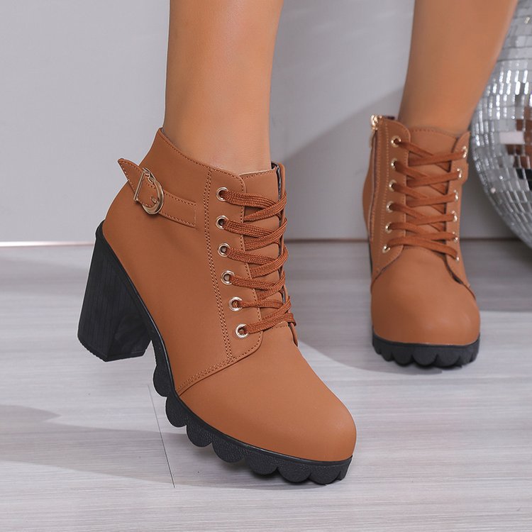Comercio exterior botas de tacón alto de gran tamaño botas clásicas de mujer moda coreana zapatos cálidos de mujer botas de tacón grueso