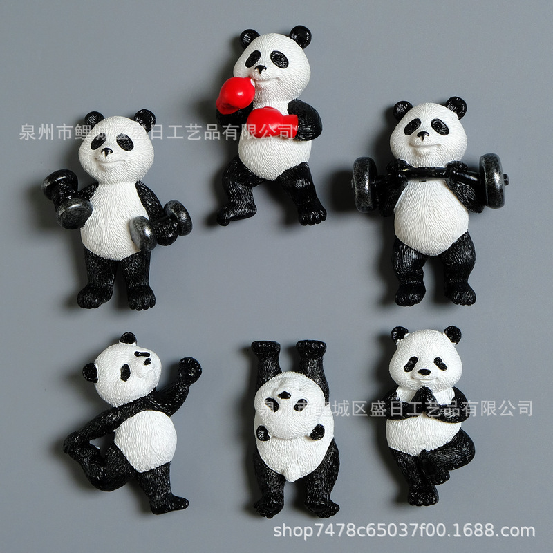 New Product Creative Stereo Cute Yoga Panda Resin Refrigerator Magnet Travel Souvenir Manufacturer Sales Customization