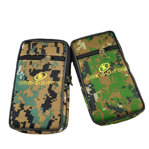 Manufacturer wholesale new men's canvas waist bag 7 inches flat mouth camouflage belt enlarged mobile phone bag sundry bag