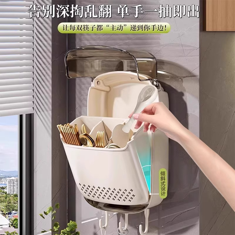 筷子收纳盒新款厨房收纳台面勺子餐具筒沥水置物架筷笼子筷篓筷筒|undefined