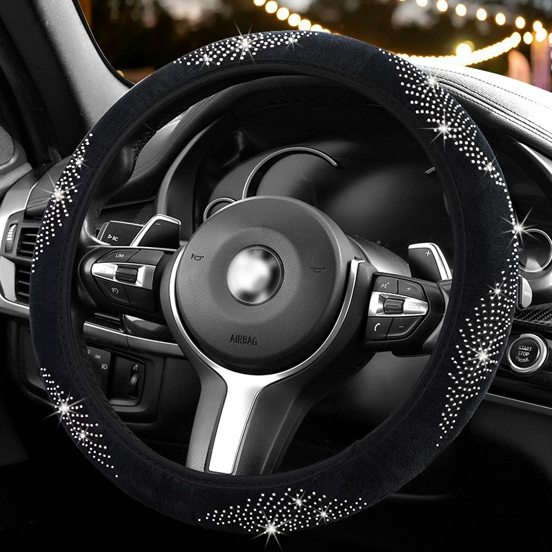 Трансграничная новая крышка рулевого колеса автомобиля с алмазной заделкой горячее сверление эластичное не внутреннее кольцо в форме листа летняя Горячая Распродажа крышка ручки оптом