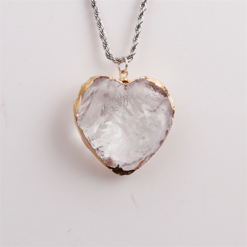 Fashion Transparent Creative Geometric Heart Crystal Necklace Wholesale Nihaojewelry display picture 6