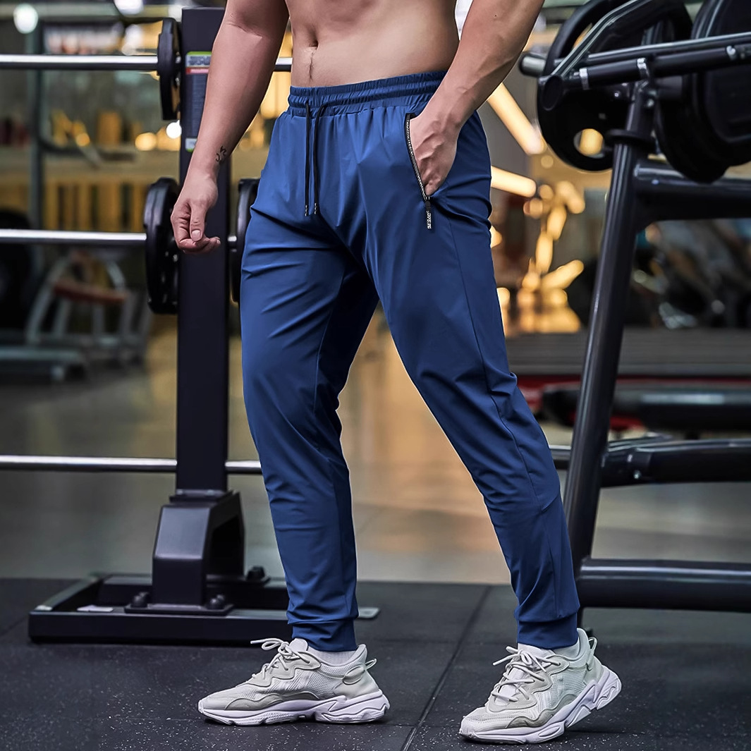 Cross-border European and American Pants Men's Summer Thin Ice Silk Pants Loose Cropped Quick-drying Sports Casual Pants for Men