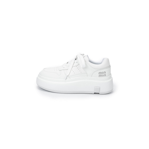 Leather white sneakers platform