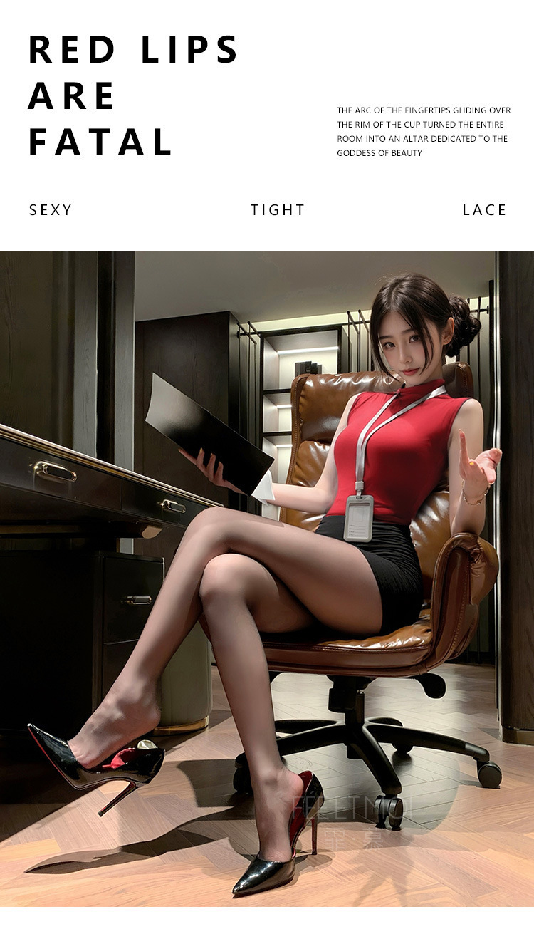 Feimu Secretary Costume Set with Top, Pencil Skirt, Thong and Badge — detail image 19