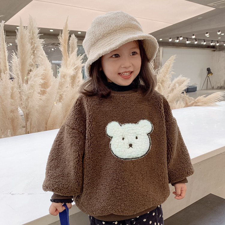 艾乐兔 儿童卫衣冬款内测版本小熊贴标加绒加厚上衣 ET303