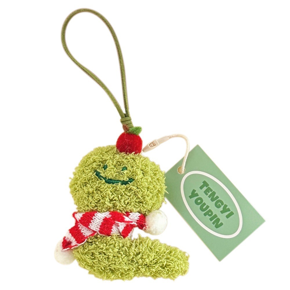 Año de la serpiente verde pequeña joyería colgante de muñeca de peluche adorable corazón de una niña serpiente universal llavero
