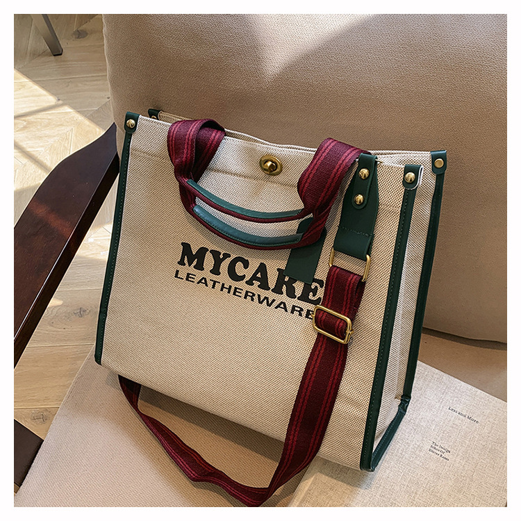 Bolsa de mano de lona de gran capacidad para mujeres 2024 nueva moda impresa letras mochilas bolsa de viaje casual