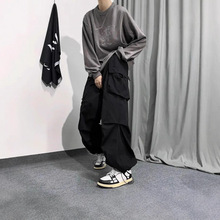 外贸爆款ins美式工装裤男女高街设计感抽绳宽松束脚阔腿休闲长裤