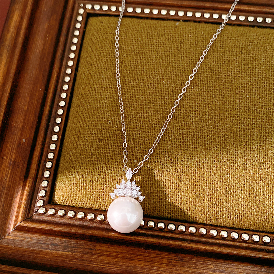 18 quilates de oro verdadero collar de perlas de piedra de aluminio ligero lujo de alta calidad cadena de clavícula simple conjunto de joyería de moda diaria
