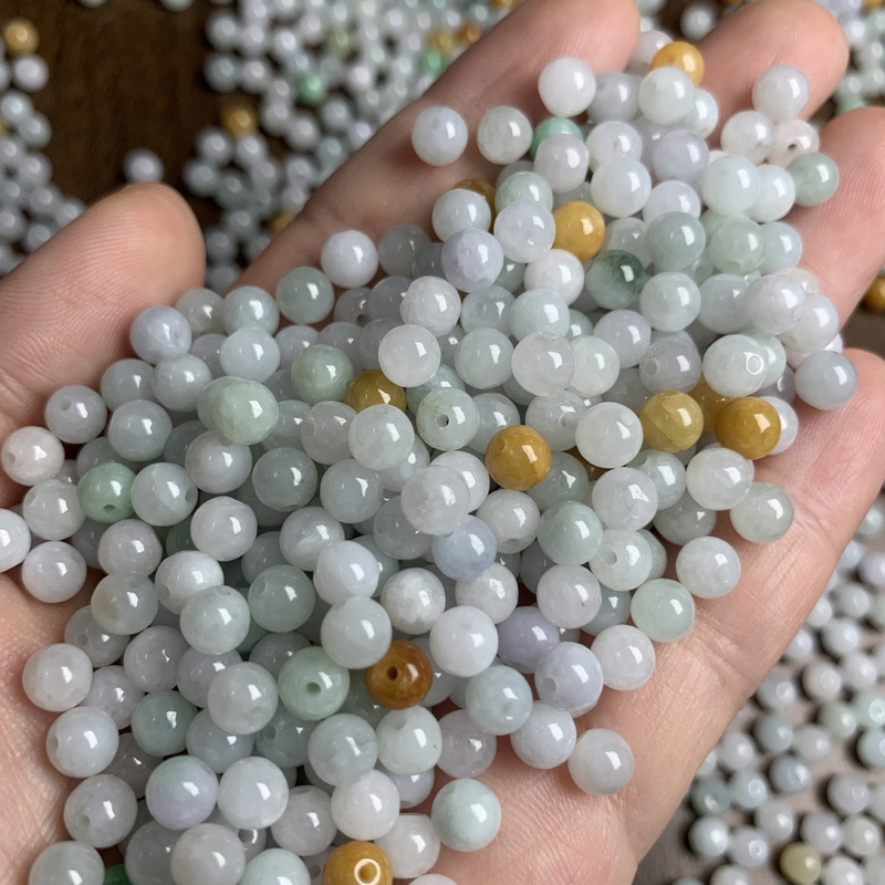Sihui Jade A cargo ice three color loose beads jade beads round beads Myanmar beads jade accessories woven necklace bracelet Sihui Jade A cargo ice three color loose beads jade beads round beads Myanmar beads jade accessories woven necklace bracelet