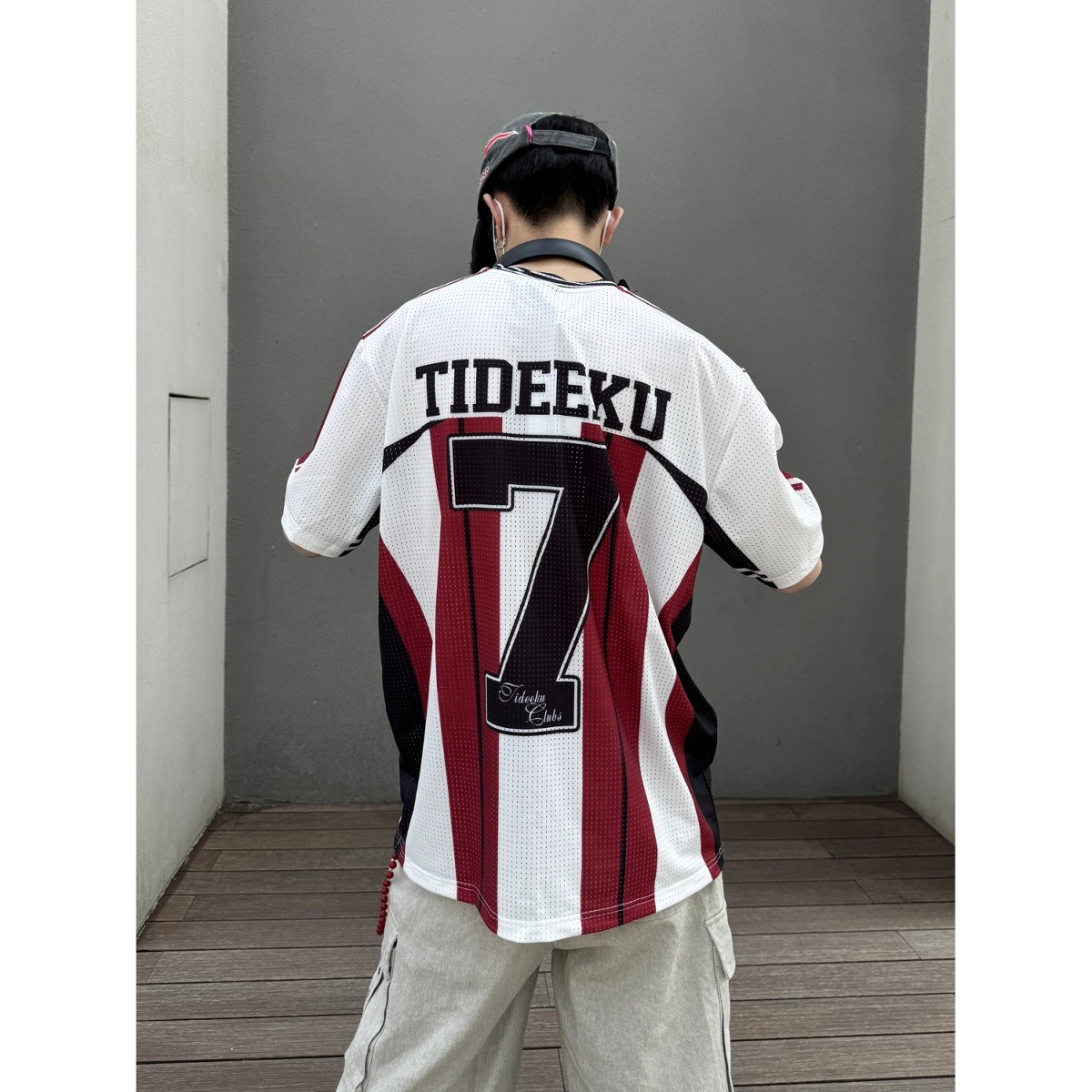 American-style Sports V-neck Jersey Short-sleeve T-shirt, New Loose Hip-hop Style T-shirt For Men And Women, Couple's_viptrois.com