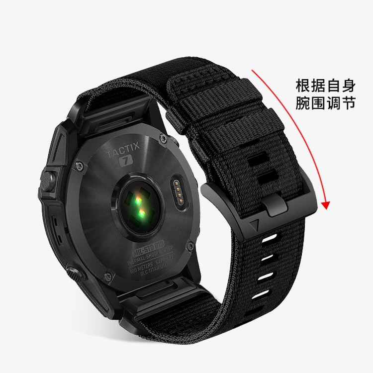 佳明快拆尼龍帆布錶帶適用Garmin泰鐵時Tactix7pro手錶帶26mm