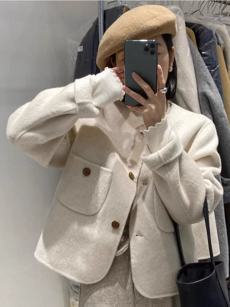 Демисезонное короткое сексуальное шерстяное пальто, стиль Chanel, для подростков