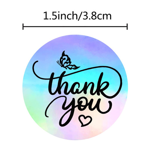 500 pieces per roll laser cross-border foreign trade thank you decorative waterproof self-adhesive label
