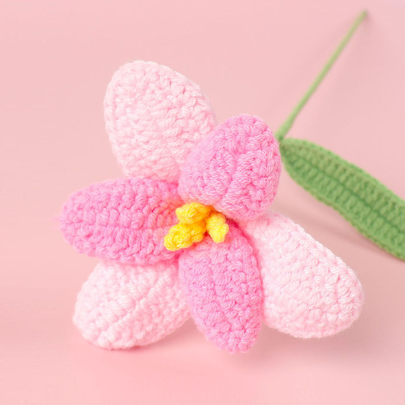 成品手工郁金香花枝女神节母亲节教师节毛线花钩织开花郁金香花枝|undefined